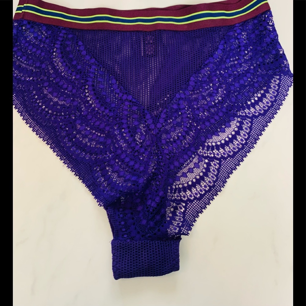 Victoria's Secret High-Waist Lace Panty Very Sexy Cheeky Banded Purple - Picture 1 of 6